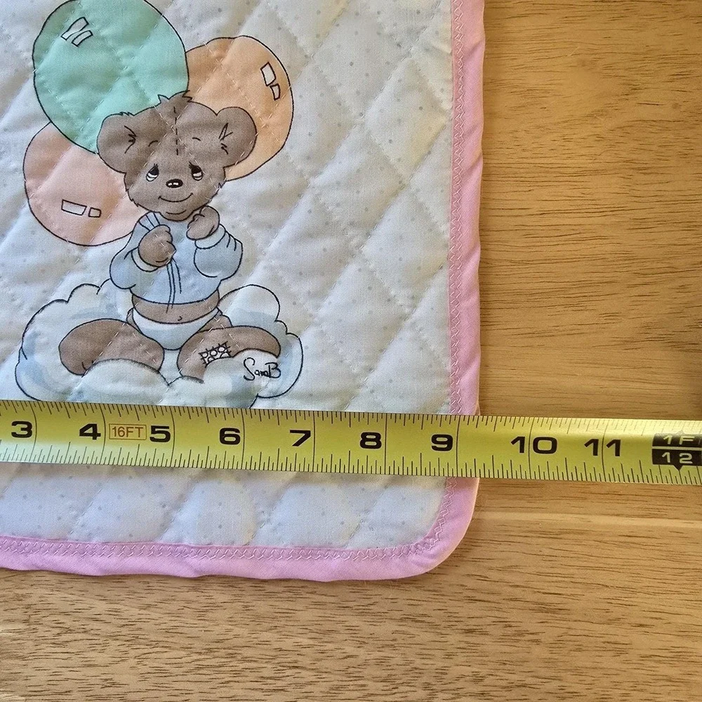 Baby Bib Bear + Balloons Quilted Cotton, Precious Moments‎ Fabric Vintage NWOT